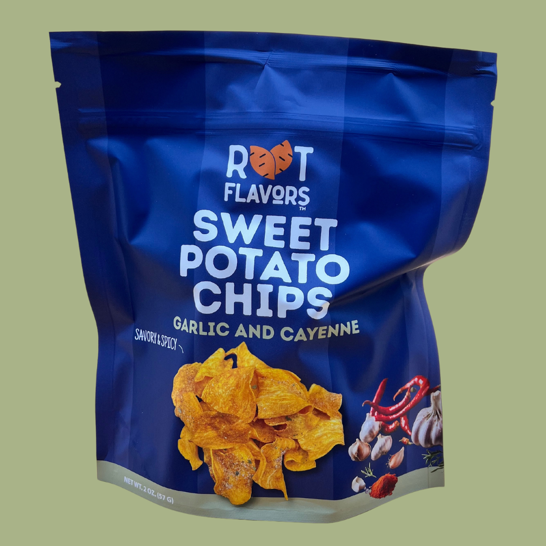 Root Flavors 2oz Garlic and Cayenne Sweet Potato Chips - 8 or 12 Pack